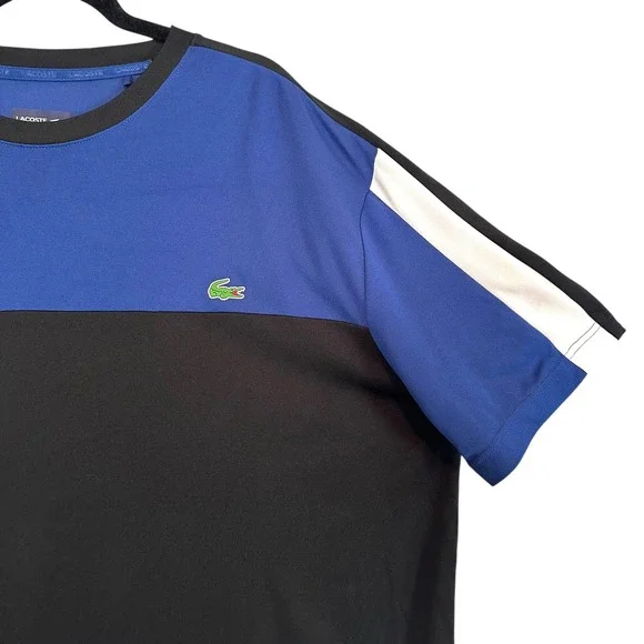 Lacoste Sport‎ Ultra Dry Colorblock Crew Neck Shirt Blue Black White 2XLB